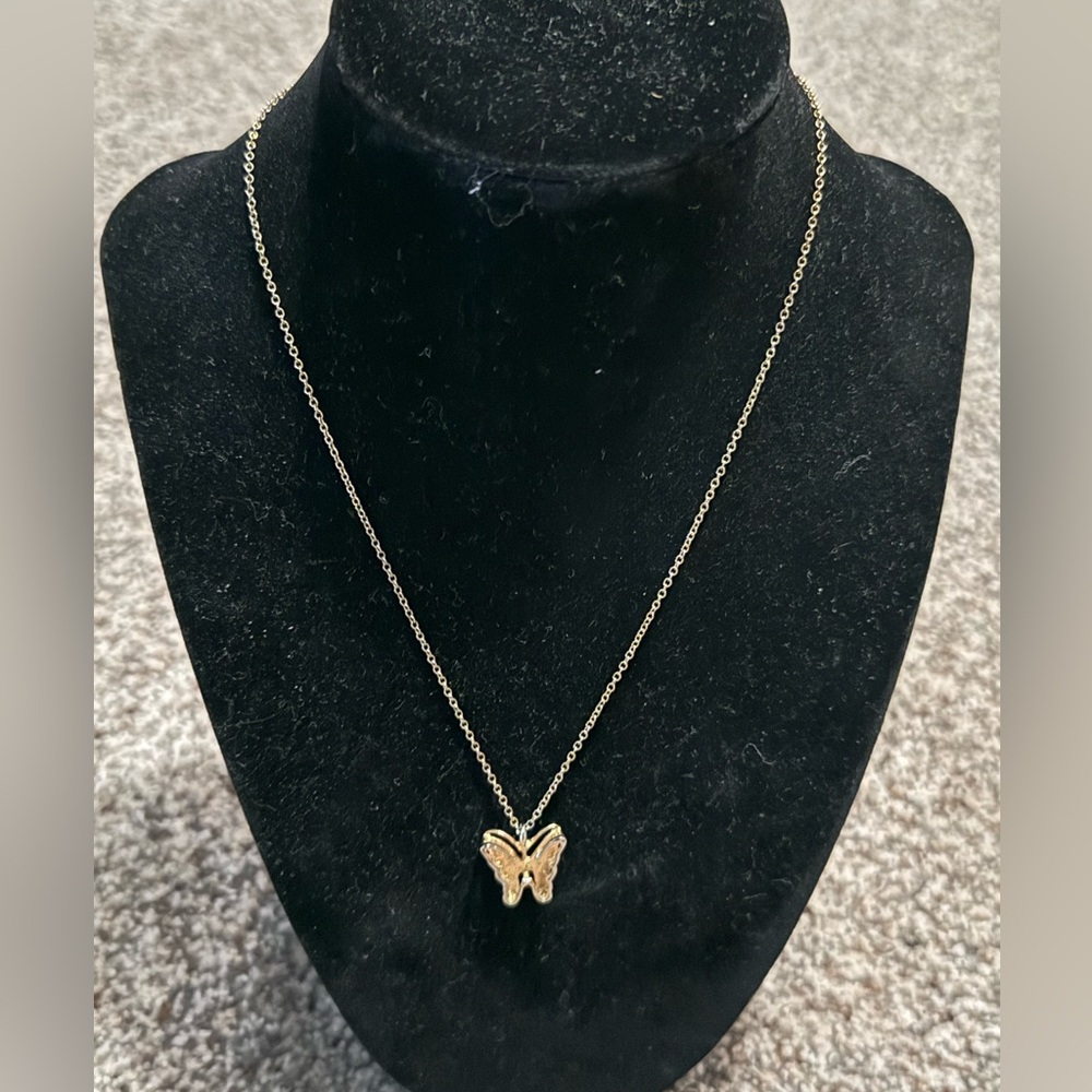 Vintage Sarah Coventry Butterfly Necklace 14-16" adjustable signed gold-toned